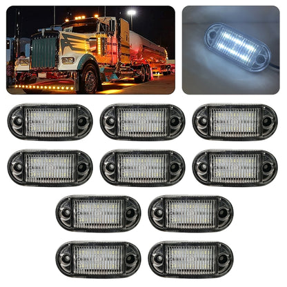 10 ชิ้น MK-019 รถยนต์ / รถบรรทุก 6LEDs ไฟแสดงสถานะเครื่องหมายด้านข้างหลอดไฟโคมไฟ, MK-019 (Red Light), MK-019 (White Light), MK-019 (Yellow Light)