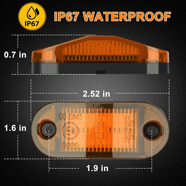 10 ชิ้น MK-019 รถยนต์ / รถบรรทุก 6LEDs ไฟแสดงสถานะเครื่องหมายด้านข้างหลอดไฟโคมไฟ, MK-019 (Red Light), MK-019 (White Light), MK-019 (Yellow Light)