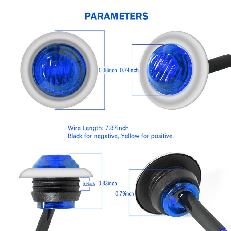 10 ชิ้น MK-118 3/4 นิ้วกรอบโลหะรถยนต์ / รถบรรทุก 3LEDs เครื่องหมายด้านข้างไฟแสดงสถานะหลอดไฟโคมไฟ, MK-118(Blue Light), MK-118(Green Light), MK-118(Red Light), MK-118(White Light), MK-118 (Yellow Light)