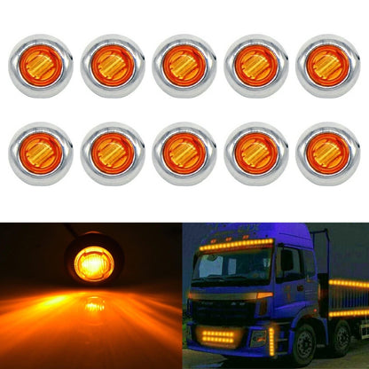10 ชิ้น MK-118 3/4 นิ้วกรอบโลหะรถยนต์ / รถบรรทุก 3LEDs เครื่องหมายด้านข้างไฟแสดงสถานะหลอดไฟโคมไฟ, MK-118(Blue Light), MK-118(Green Light), MK-118(Red Light), MK-118(White Light), MK-118 (Yellow Light)
