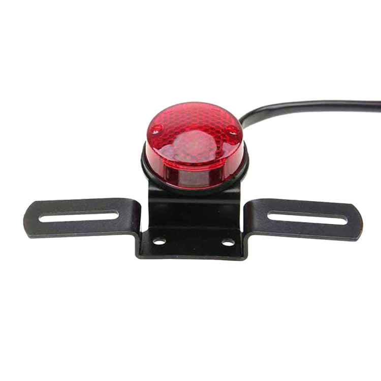 2 PCS รถจักรยานยนต์ Retro ไฟเบรคกลมพร้อมที่ใส่ป้ายทะเบียน, Retro Round Brake Light