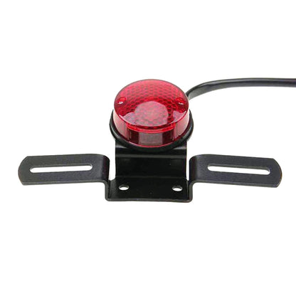 2 PCS รถจักรยานยนต์ Retro ไฟเบรคกลมพร้อมที่ใส่ป้ายทะเบียน, Retro Round Brake Light