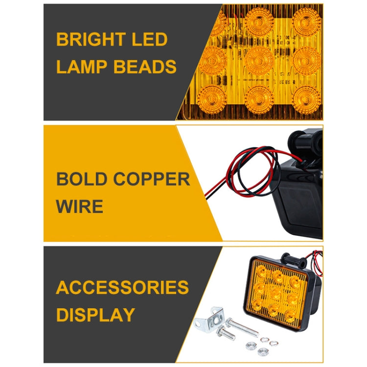 2 ชิ้น ZS-7013 3 นิ้ว 9LEDs Strobe กันน้ำรถยนต์ / ไฟเตือนรถบรรทุก