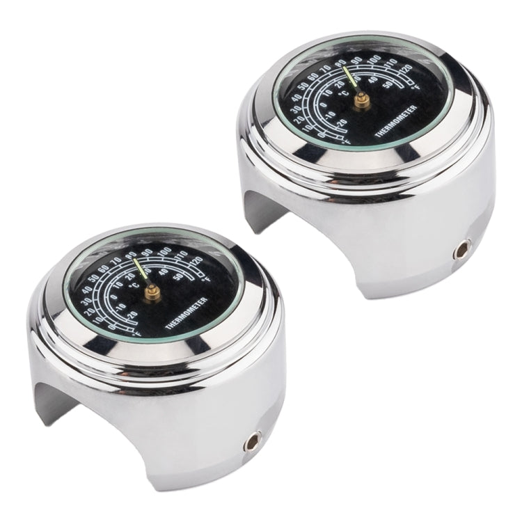 เครื่องวัดอุณหภูมิแฮนด์รถจักรยานยนต์ 2 ชิ้น 22-25 มม, Thermometer (Black), Thermometer (White)