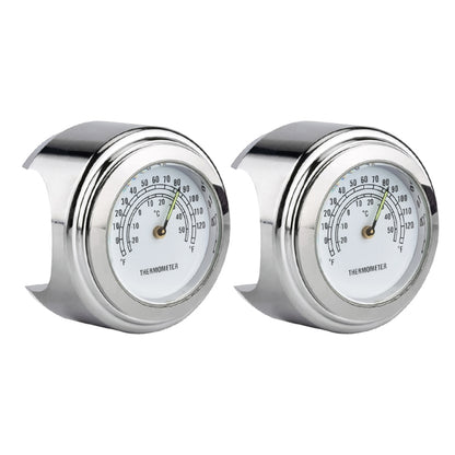 เครื่องวัดอุณหภูมิแฮนด์รถจักรยานยนต์ 2 ชิ้น 22-25 มม, Thermometer (Black), Thermometer (White)