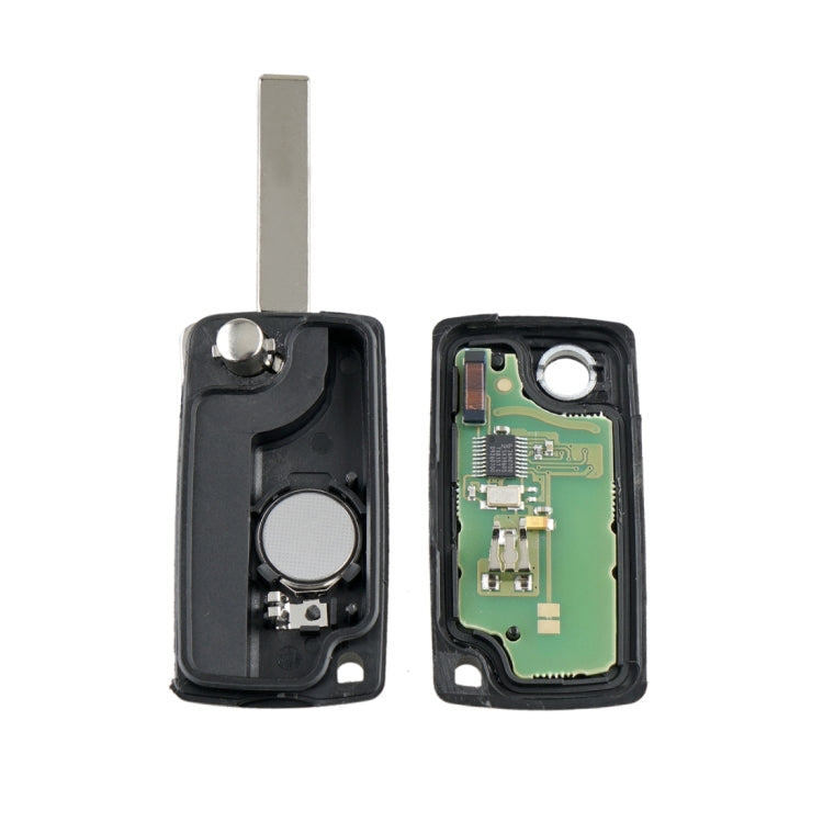 สำหรับ PEUGEOT 2 ปุ่มกุญแจรถควบคุมระยะไกลอัจฉริยะพร้อมชิปรวม PCF7961 และแบตเตอรี่และที่ยึดและใบมีดแบบ Slotted และสัญญาณ FSK ความถี่: 433MHz, For PEUGEOT FSK Signal
