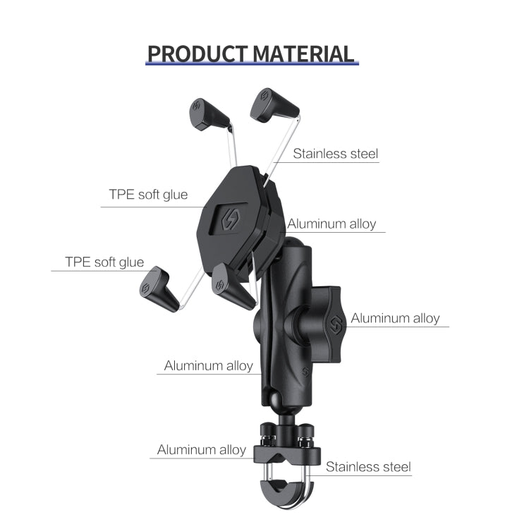 ZH-1558A1 ที่วางโทรศัพท์โลหะผสมอลูมิเนียมรูปตัว X แฮนด์รถจักรยานยนต์, ZH-1558A1