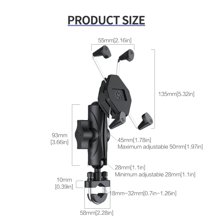 ZH-1558A1 ที่วางโทรศัพท์โลหะผสมอลูมิเนียมรูปตัว X แฮนด์รถจักรยานยนต์, ZH-1558A1