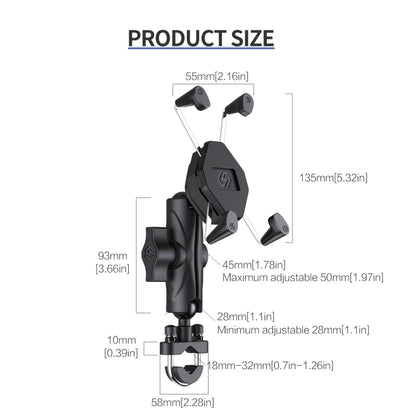 ZH-1558A1 ที่วางโทรศัพท์โลหะผสมอลูมิเนียมรูปตัว X แฮนด์รถจักรยานยนต์, ZH-1558A1