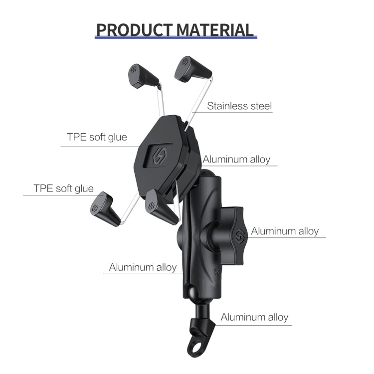 ZH-1558B1 ที่วางโทรศัพท์อลูมิเนียมอัลลอยด์รูปตัว X กระจกมองหลังรถจักรยานยนต์, ZH-1558B1