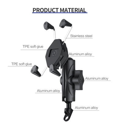 ZH-1558B1 ที่วางโทรศัพท์อลูมิเนียมอัลลอยด์รูปตัว X กระจกมองหลังรถจักรยานยนต์, ZH-1558B1