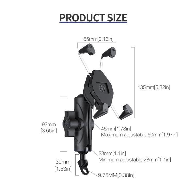 ZH-1558B1 ที่วางโทรศัพท์อลูมิเนียมอัลลอยด์รูปตัว X กระจกมองหลังรถจักรยานยนต์, ZH-1558B1