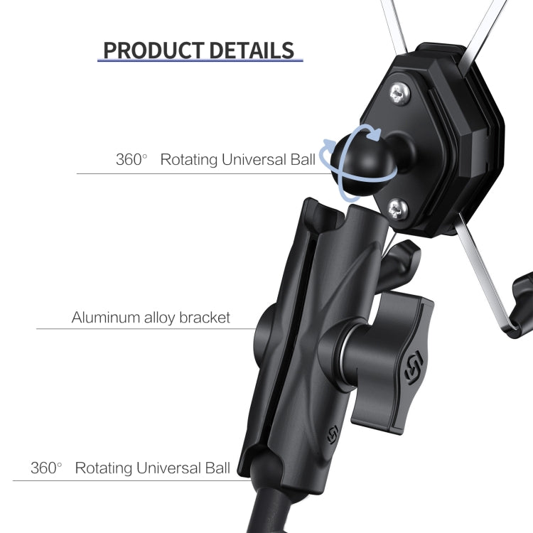 ZH-1558B1 ที่วางโทรศัพท์อลูมิเนียมอัลลอยด์รูปตัว X กระจกมองหลังรถจักรยานยนต์, ZH-1558B1