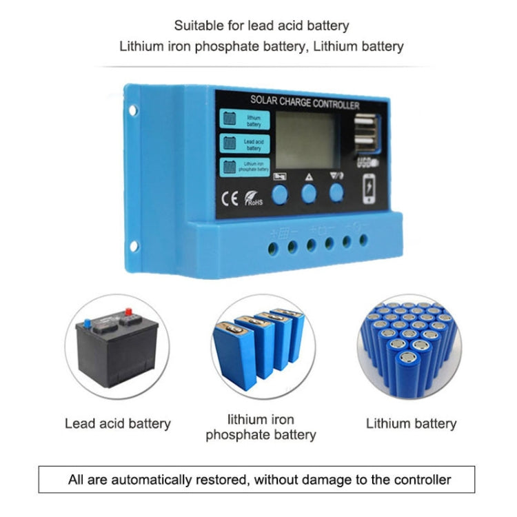 10A คอนโทรลเลอร์ชาร์จพลังงานแสงอาทิตย์ 12 V/24 V แบตเตอรี่ลิเธียมตะกั่วกรดแบตเตอรี่ Charge Discharge PV Controller, 10A