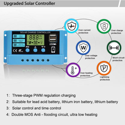 30A คอนโทรลเลอร์ชาร์จพลังงานแสงอาทิตย์ 12 V/24 V แบตเตอรี่ลิเธียมตะกั่วกรดแบตเตอรี่ Charge Discharge PV Controller, 30A