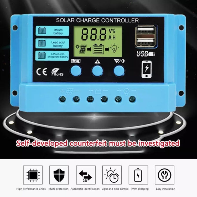 30A คอนโทรลเลอร์ชาร์จพลังงานแสงอาทิตย์ 12 V/24 V แบตเตอรี่ลิเธียมตะกั่วกรดแบตเตอรี่ Charge Discharge PV Controller, 30A