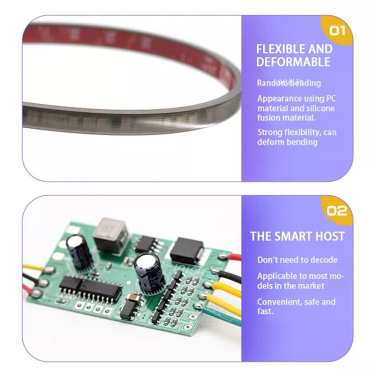 S20-200CM 200 ซม. DC12V-24V รถด้านหลัง LED RGB ไฟวิ่งกลางวัน Strip โคมไฟสีสันสดใส, S20-200CM