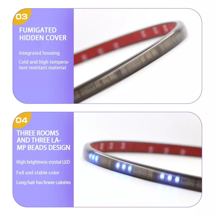 S20-200CM 200 ซม. DC12V-24V รถด้านหลัง LED RGB ไฟวิ่งกลางวัน Strip โคมไฟสีสันสดใส, S20-200CM