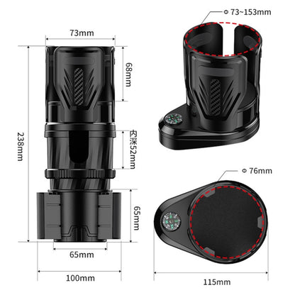 SB-3088 ที่วางแก้วน้ำแบบหมุนได้อเนกประสงค์สำหรับรถยนต์พร้อมเข็มทิศ, SB-3088 Black