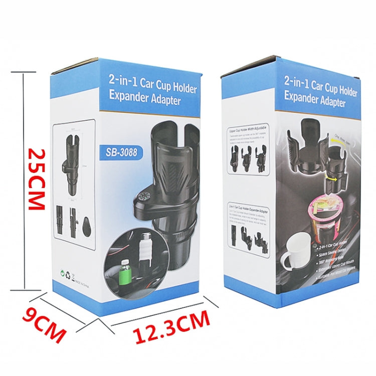 SB-3088 ที่วางแก้วน้ำแบบหมุนได้อเนกประสงค์สำหรับรถยนต์พร้อมเข็มทิศ, SB-3088 Black