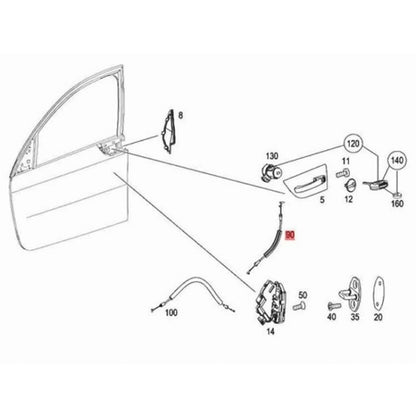 รถสายมือจับประตูด้านนอกด้านหน้าซ้ายและขวาสำหรับ Mercedes-Benz Smart Forfour 454, Car Exterior Door Handle Cable
