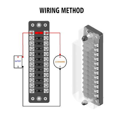 CS-979A2 FB1904 1 In 1 Out 12 วิธีไม่มีความแตกต่างบวกลบฟิวส์กล่องไม่มีฟิวส์สำหรับรถยนต์รถบรรทุกเรือ, CS-979A2