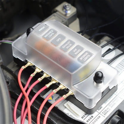 ZH-979A1 FB1903 1 In 1 Out 6 วิธีไม่มีความแตกต่างบวกลบฟิวส์กล่อง 12 ฟิวส์สำหรับรถบรรทุกรถยนต์เรือ, ZH-979A1