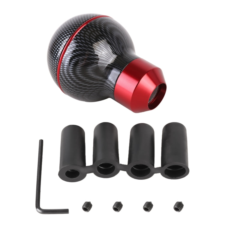 ลูกบิดเปลี่ยนเกียร์โลหะเนื้อคาร์บอนไฟเบอร์รถยนต์สากล, Carbon Fiber Texture (Red), Carbon Fiber Texture (Silver)