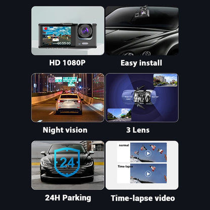 A1 3 เลนส์วิดีโอ HD Night Vision เครื่องบันทึกการขับขี่รถยนต์, A1