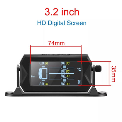 ระบบตรวจสอบแรงดันลมยางไร้สายพลังงานแสงอาทิตย์ 8 บาร์ TPMS 6 เซ็นเซอร์ภายนอกสำหรับรถบรรทุก 6 ล้อ, 8Bar
