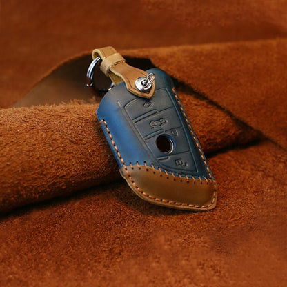 สำหรับ BMW Blade Style รถหนัง Cowhide ฝาครอบป้องกันกุญแจ, รุ่นสามปุ่ม, For BMW, Three Keys Version
