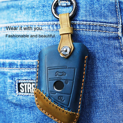 สำหรับ BMW Blade Style รถหนัง Cowhide ฝาครอบป้องกันกุญแจ, รุ่นสามปุ่ม, For BMW, Three Keys Version