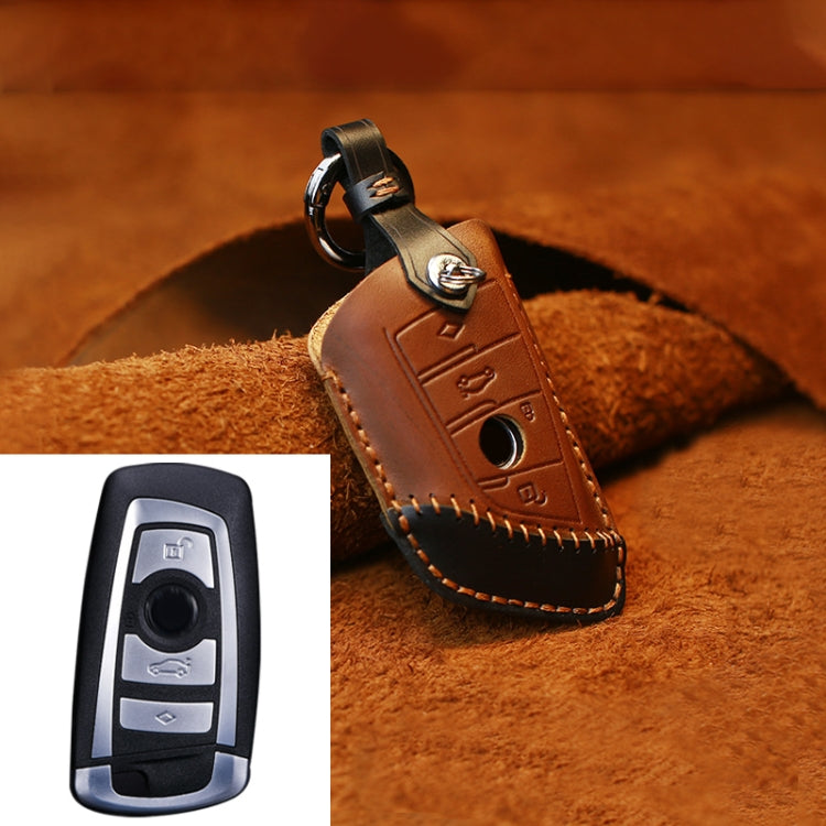 สำหรับ BMW Blade Style รถหนัง Cowhide ฝาครอบป้องกันกุญแจ, รุ่นสามปุ่ม, For BMW, Three Keys Version
