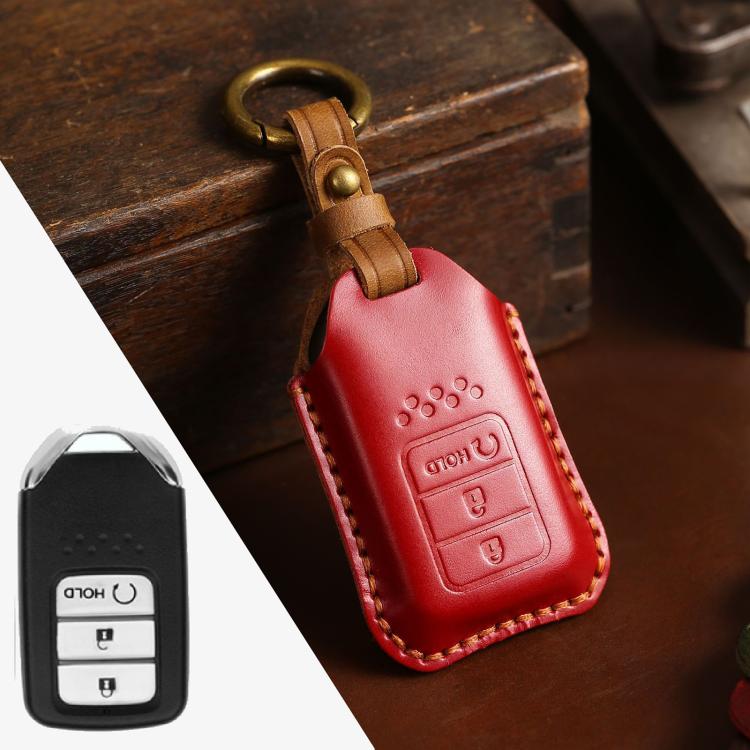 สำหรับรถฮอนด้าหนังวัวหนังกุญแจฝาครอบป้องกันเคสกุญแจรุ่นเริ่มต้นสามปุ่ม, For Honda, Three Keys Start Version, For Honda, Three Keys Version