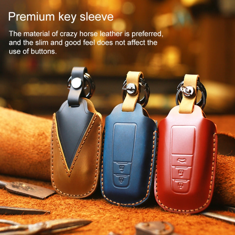 สำหรับรถโตโยต้าฝาครอบป้องกันกุญแจหนังหนังวัวรุ่นสามปุ่ม, For Toyota, Three Keys Version