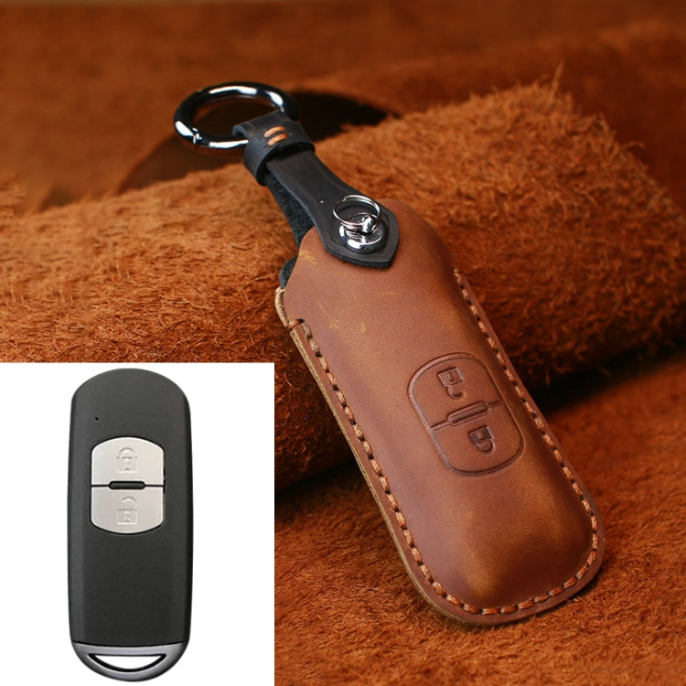 สำหรับมาสด้าเก่าสไตล์HallmoรถCowhideหนังป้องกันCover Key Case,2 ปุ่มรุ่น, Two Keys Version, For Mazda Old Style, For Mazda, For Mazda Old Style, Two Keys Version