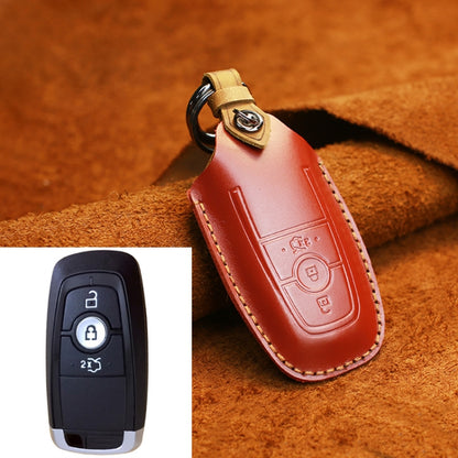 สำหรับรถฟอร์ดฝาครอบป้องกันกุญแจหนังหนังวัวรุ่นสามปุ่ม, For Ford, Three Keys Version