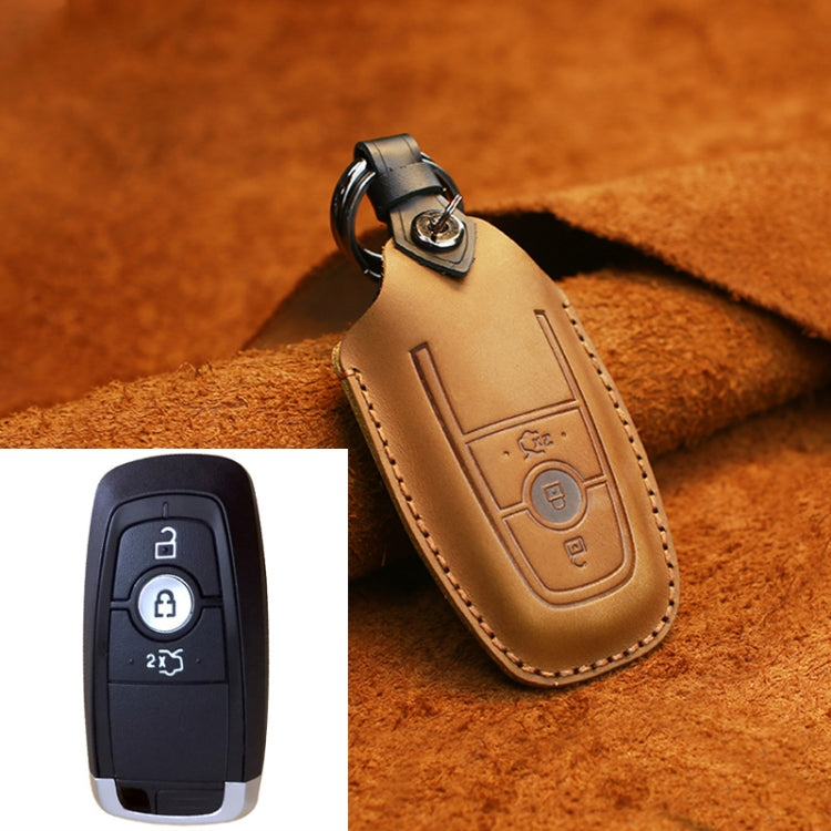 สำหรับรถฟอร์ดฝาครอบป้องกันกุญแจหนังหนังวัวรุ่นสามปุ่ม, For Ford, Three Keys Version