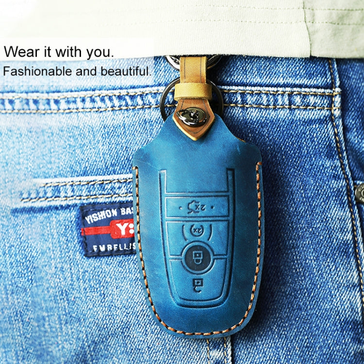 สำหรับรถฟอร์ดฝาครอบป้องกันกุญแจหนังหนังวัวรุ่นสี่ปุ่ม, For Ford, Four Keys Version
