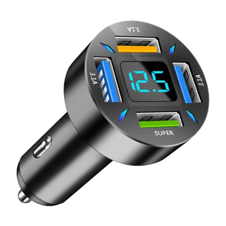 2 ชิ้น 4 in 1 USB 66W จอแสดงผลดิจิตอลรถ Super Fast Charger, 66W