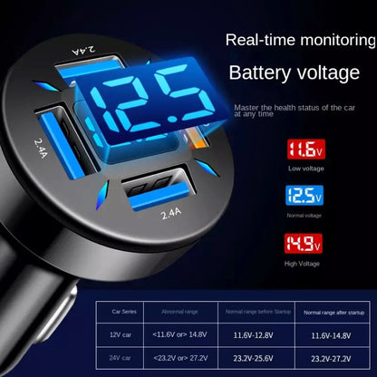 2 ชิ้น 4 in 1 USB 66W จอแสดงผลดิจิตอลรถ Super Fast Charger, 66W