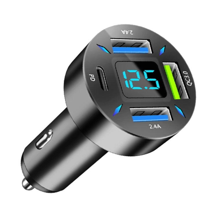 2 ชิ้น 4 in 1 USB PD20W + QC3.0 + 2.4A จอแสดงผลดิจิตอลรถชาร์จอย่างรวดเร็ว, PD20W+QC3.0+2.4A