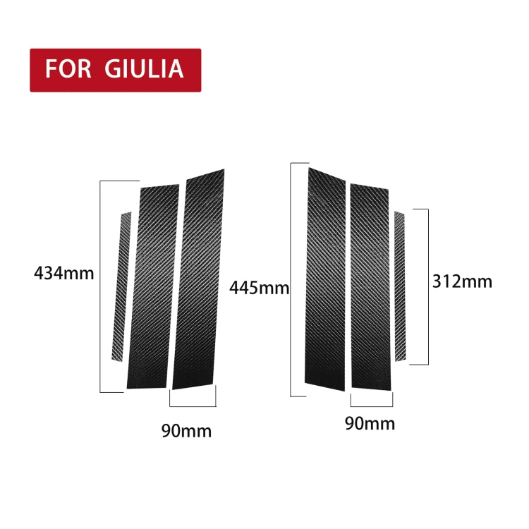 สำหรับ Alfa Romeo Giulia คาร์บอนไฟเบอร์รถ B/C/เสากลางประตูหน้าต่างสติกเกอร์ตกแต่ง, ซ้ายและขวา Universal, Door Window