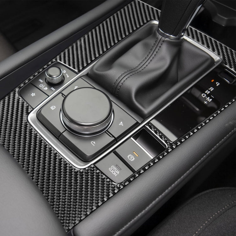 รถคาร์บอนไฟเบอร์ Central Control แผงเกียร์สติกเกอร์ตกแต่งสำหรับ Mazda 3 Axela 2020, ไดรฟ์ขวา, Central Control Gear Panel, Right Drive