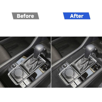 รถคาร์บอนไฟเบอร์ Central Control แผงเกียร์สติกเกอร์ตกแต่งสำหรับ Mazda 3 Axela 2020, ไดรฟ์ขวา, Central Control Gear Panel, Right Drive