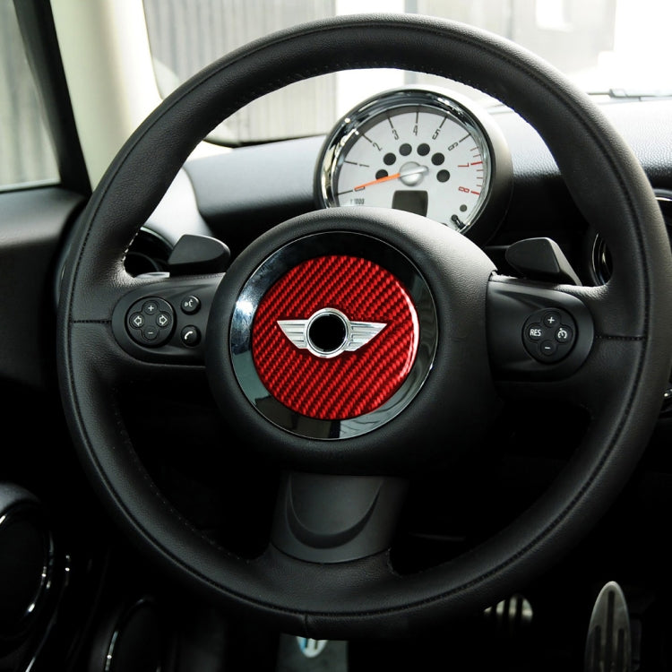 คาร์บอนไฟเบอร์พวงมาลัยโลโก้สติกเกอร์ตกแต่งสำหรับ BMW Mini Cooper Countryman F60 F55 F56, ซ้ายและขวา Universal, Steering Wheel Logo F