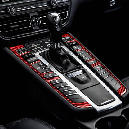คาร์บอนไฟเบอร์เกียร์ปุ่มกรอบตกแต่งสติกเกอร์สำหรับPorsche Macan 2014-2021,ซ้ายและขวาไดรฟ์Universal, Gear Button