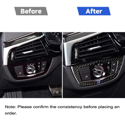 คาร์บอนไฟเบอร์ไฟหน้าสวิทช์ 3 สีสติกเกอร์ตกแต่งสำหรับ BMW G01 X3 2018-2020 / G02 X4 2019-2020,ซ้ายและขวาไดรฟ์ Universal, Headlight Switch 3-color