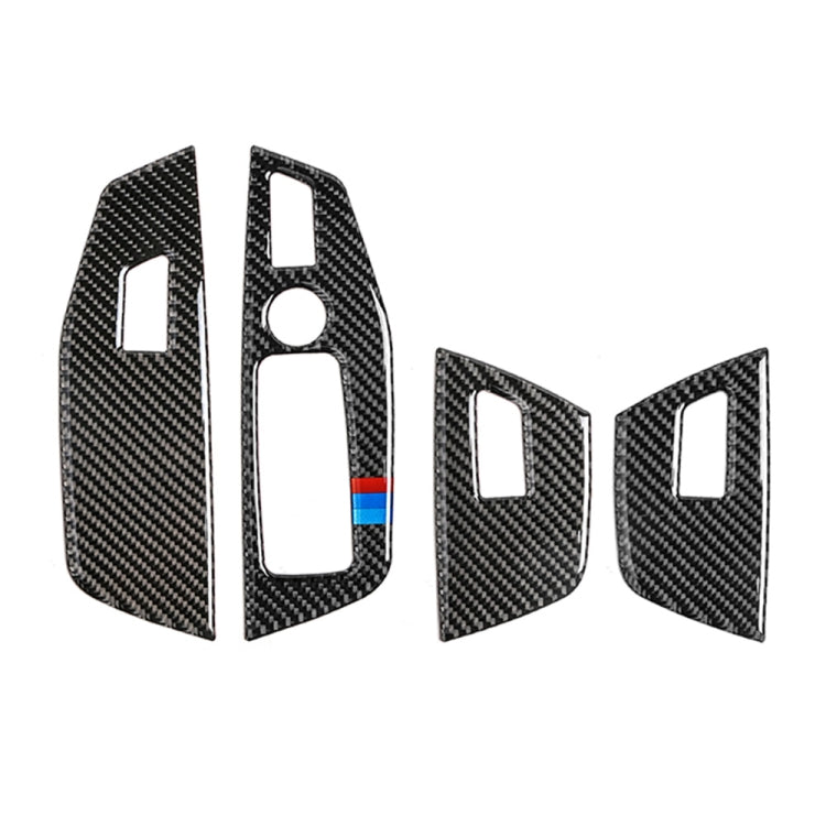 รถคาร์บอนไฟเบอร์กระจกหน้าต่างแผงควบคุม 3 สีสติกเกอร์ตกแต่งสำหรับ BMW G01 X3 2018-2020 / G02 X4 2019-2020,ไดรฟ์ซ้าย, Window Glass Control Panel 3-color