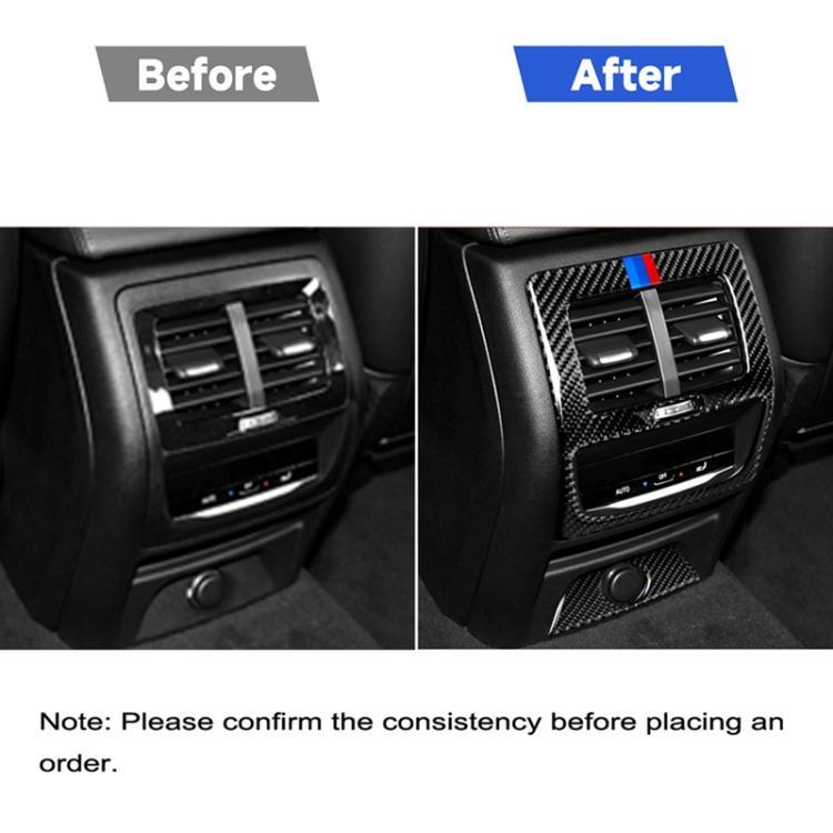 รถคาร์บอนไฟเบอร์ด้านหลังเครื่องปรับอากาศ Vent 3 สีสติกเกอร์ตกแต่งสำหรับ BMW G01 X3 2018-2020 / G02 X4 2019-2020,ซ้ายและขวาไดรฟ์ Universal, Rear Air Conditioning Vent 3-color